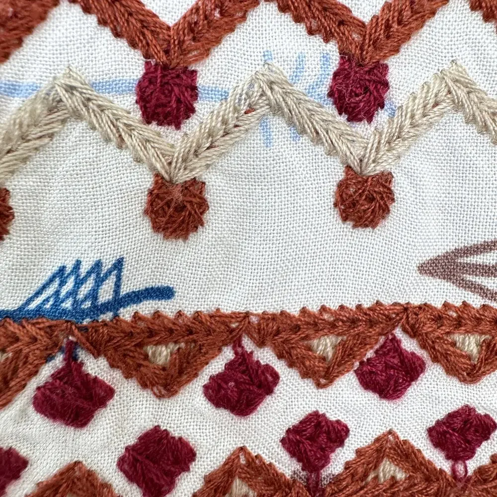 Savanna Jane Womens Blouse Top Size S Embroidered Arrow Flowy Boho Brown